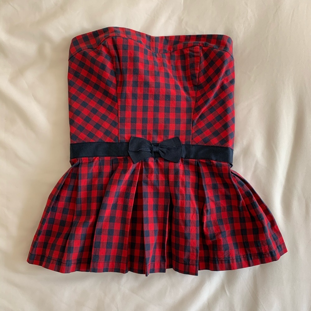 Checkered TubeTop w/ Red and Blue